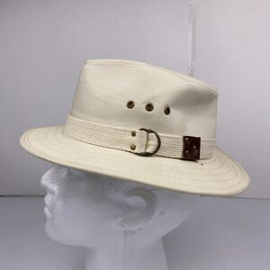 J Hat Mens Fedora Canvas Size Medium White/Ivory
